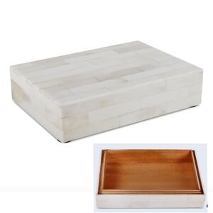 Handicrafts Home NWT Decorative Bone Inlay Box With Lid In Off-White 7"x5"